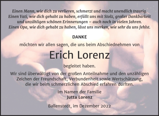 Traueranzeige von Erich Lorenz von Trauerkombi Quedlinburg