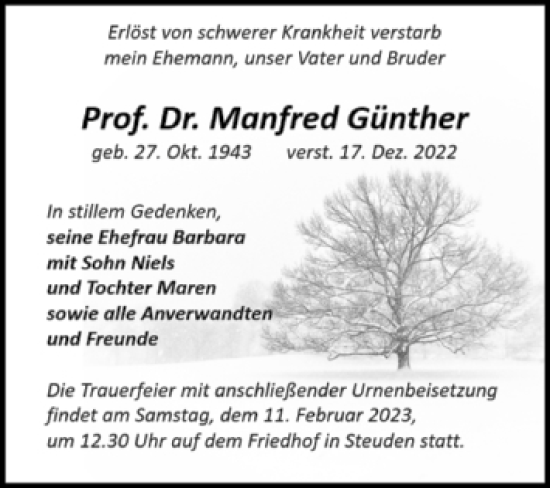 Traueranzeige von Manfred Günther von Mitteldeutsche Zeitung Halle/Saalkreis