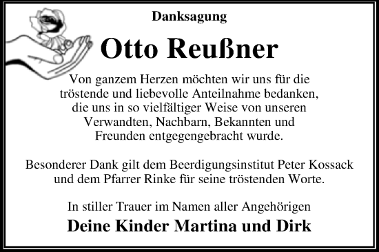 Traueranzeige von Otto Reußner von Trauerkombi Dessau