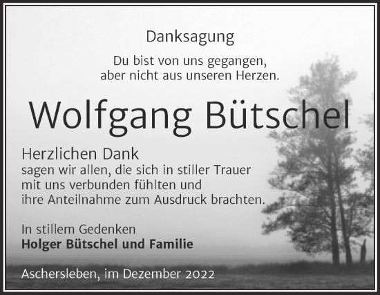 Traueranzeige von Sterbetafel vom 07.01.2023 von Trauerkombi Aschersleben