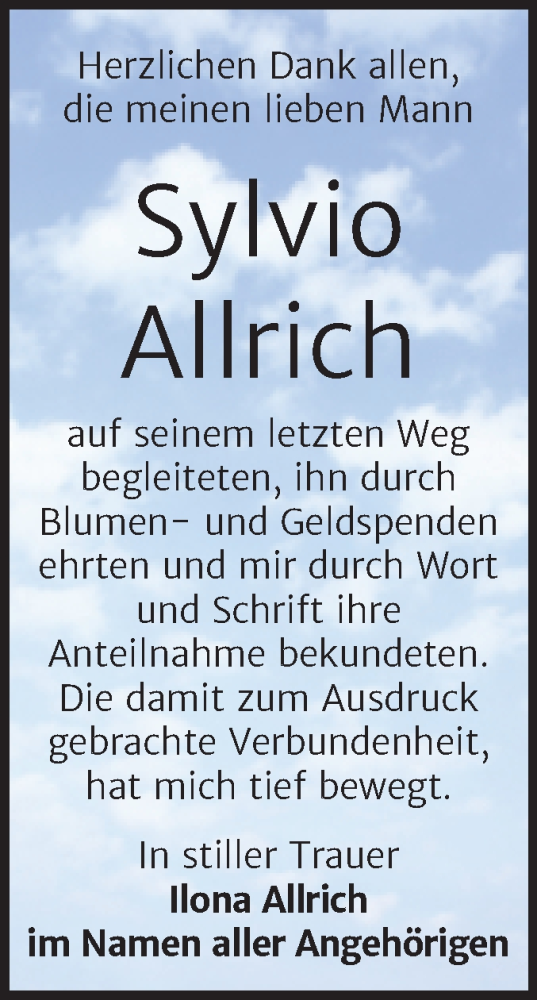 Traueranzeige von Sylvio Allrich von Trauerkombi Dessau