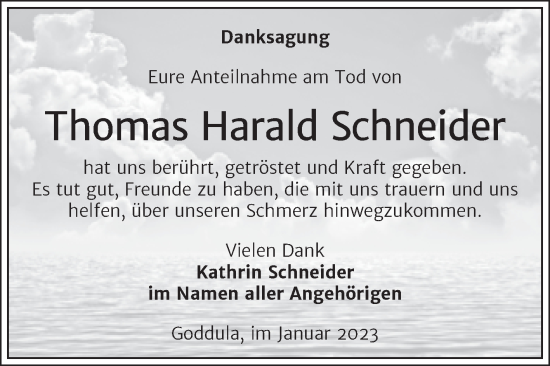 Traueranzeige von Thomas Harald Schneider von Trauerkombi Merseburg