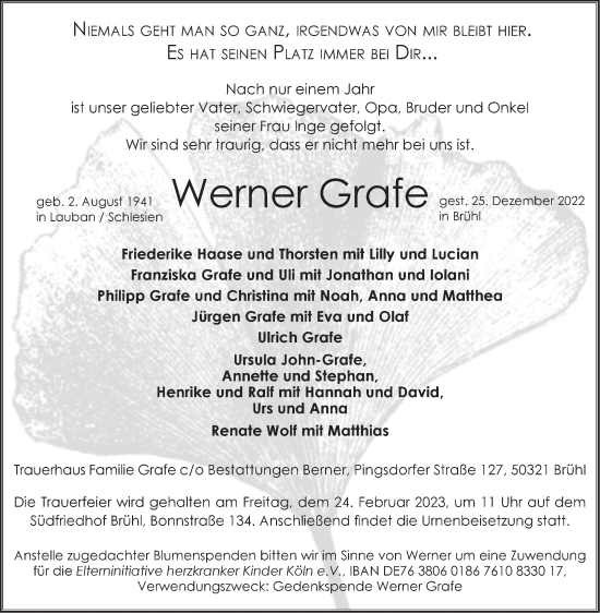 Traueranzeige von Werner Grafe von Mitteldeutsche Zeitung