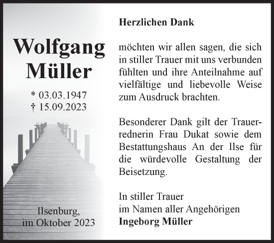 Traueranzeige von Wolfgang Müller von Volksstimme Wernigerode