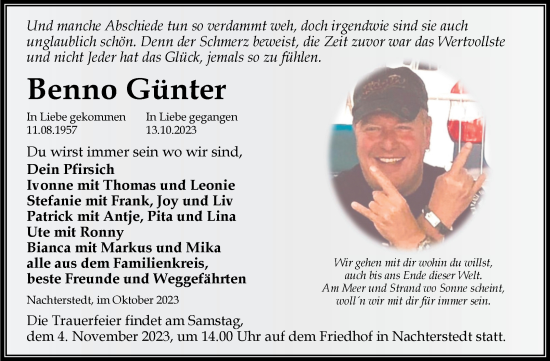 Traueranzeige von Benno Günter von Trauerkombi Aschersleben
