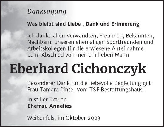 Traueranzeige von Eberhard Cichonczyk von Trauerkombi Weißenfels
