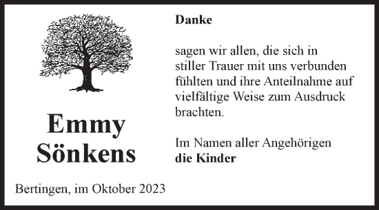 Traueranzeige von Emmy Sönkens von Volksstimme Altmark Ost