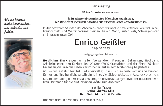 Traueranzeige von Enrico Geißler von Trauerkombi Weißenfels