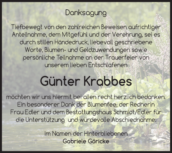 Traueranzeige von Günter Krabbes von Volksstimme Schönebeck