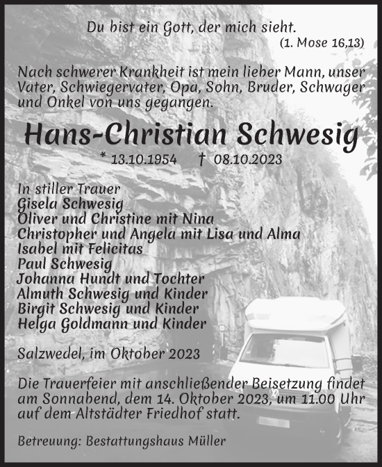Traueranzeige von Hans-Christian Schwesig von Volksstimme Altmark West