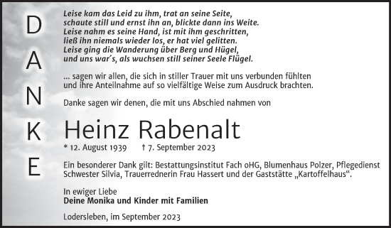 Traueranzeige von Heinz Rabenalt von Trauerkombi Merseburg