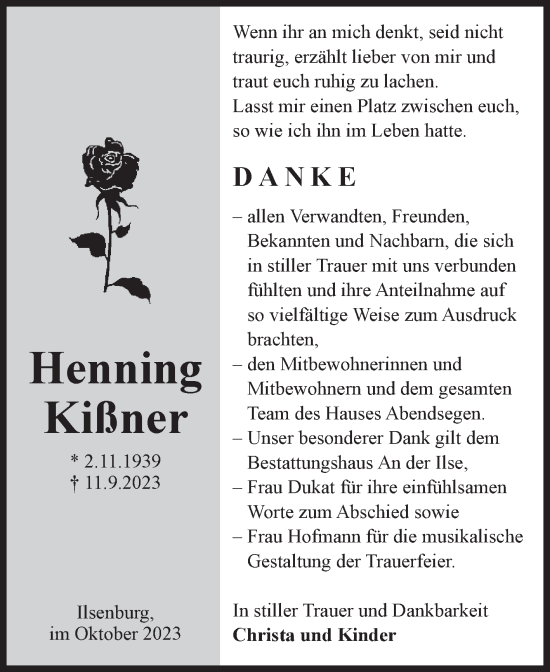 Traueranzeige von Henning Kißner von Volksstimme Wernigerode
