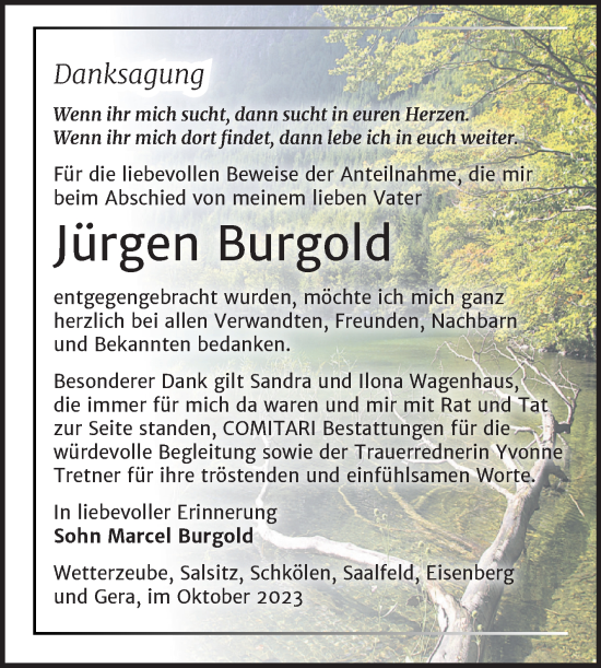 Traueranzeige von Jürgen Burgold von Trauerkombi Zeitz