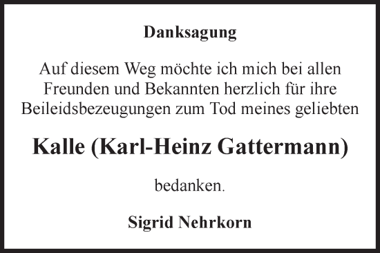 Traueranzeige von Karl-Heinz Gattermann von Volksstimme Wernigerode