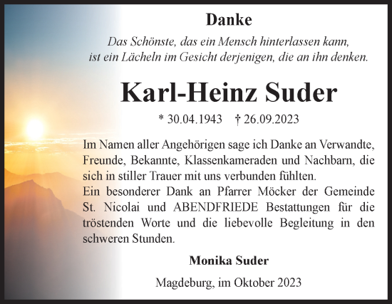Traueranzeige von Karl-Heinz Suder von Volksstimme Magdeburg