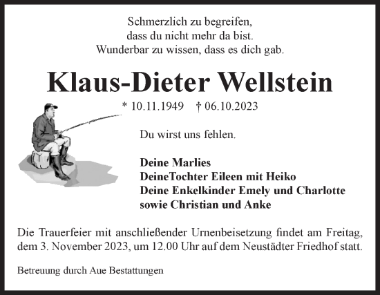Traueranzeige von Klaus-Dieter Wellstein von Volksstimme Magdeburg