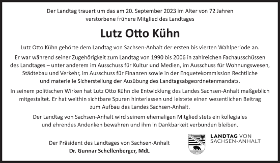 Traueranzeige von Lutz Otto Kühn 