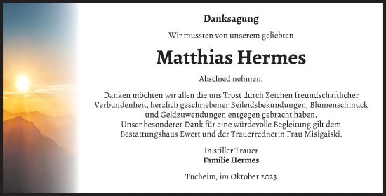Traueranzeige von Matthias Hermes von Volksstimme Burg/Genthin
