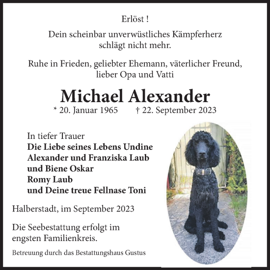 Traueranzeige von Michael Alexander von Volksstimme Halberstadt