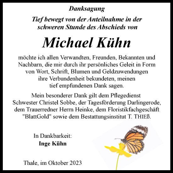 Traueranzeige von Michael Kühn von Trauerkombi Quedlinburg