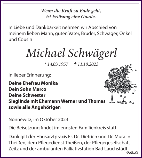 Traueranzeige von Michael Schwägerl von Trauerkombi Zeitz