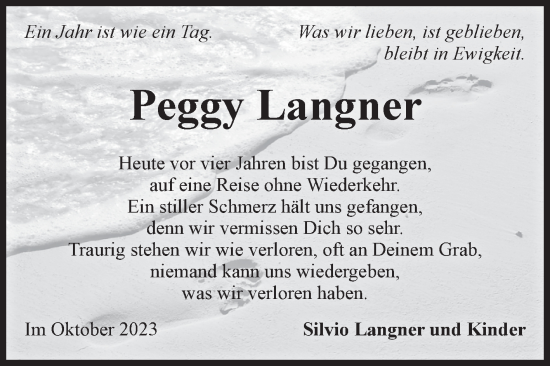 Traueranzeige von Peggy Langner von Volksstimme Haldensleben/Wolmirstedt