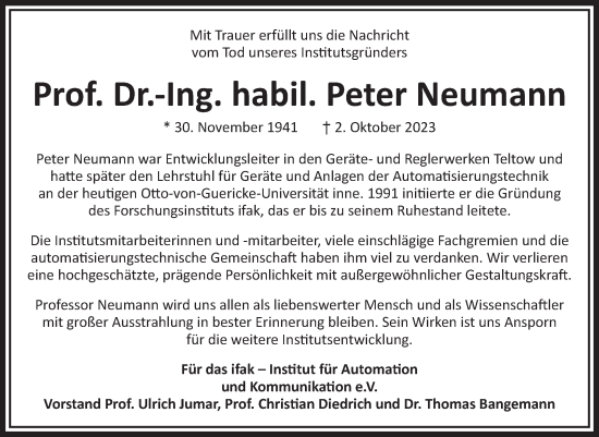 Traueranzeige von Peter Neumann 