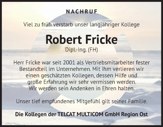 Traueranzeige von Robert Fricke von Volksstimme Oschersleben/Wanzleben