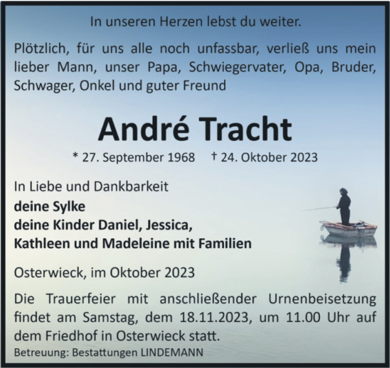 Traueranzeige von Andre Tracht von Volksstimme Halberstadt