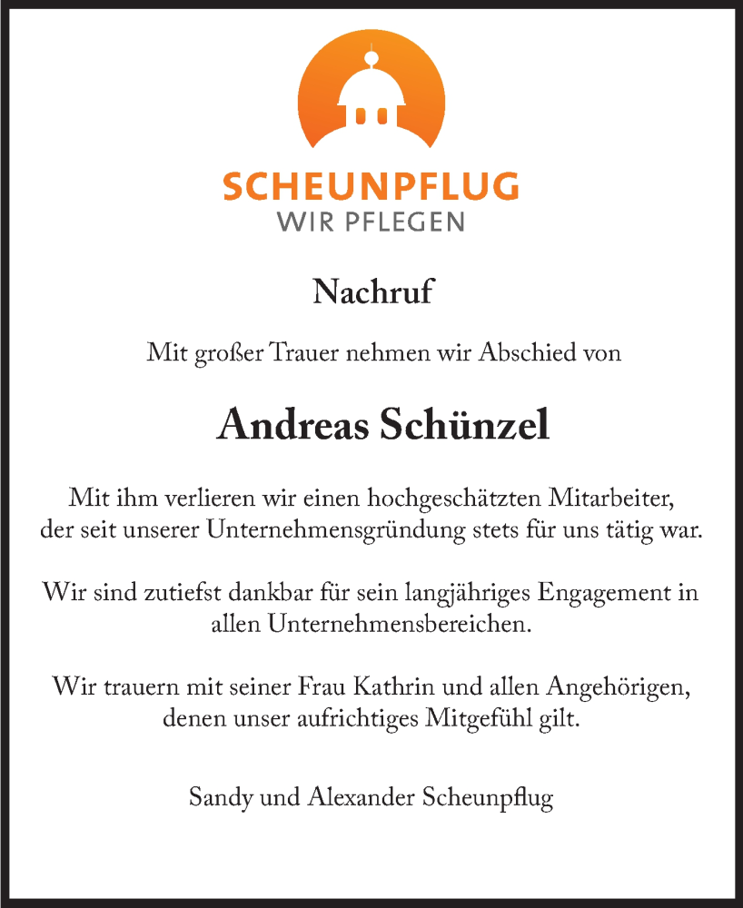  Traueranzeige für Andreas Schünzel vom 25.11.2023 aus Mitteldeutsche Zeitung Weißenfels
