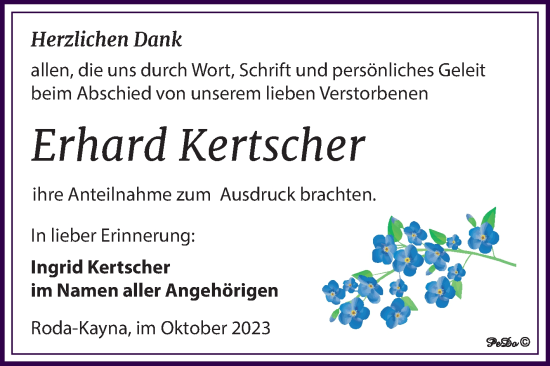 Traueranzeige von Erhard Kertscher von Trauerkombi Zeitz