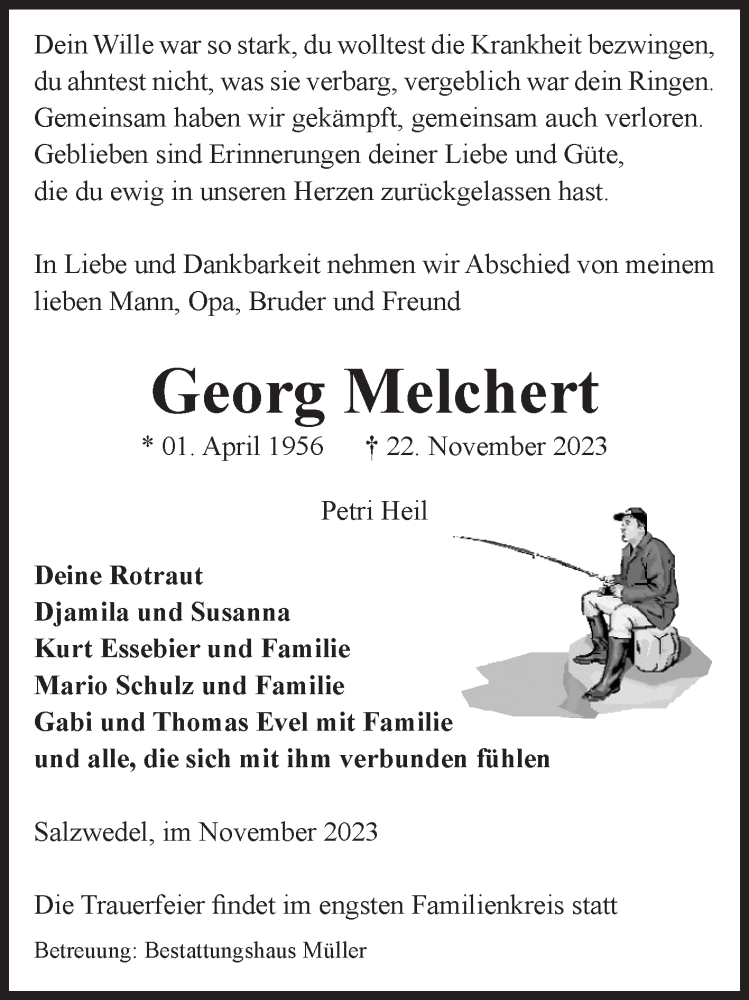  Traueranzeige für Georg Melchert vom 25.11.2023 aus Volksstimme Altmark West
