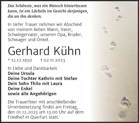 Traueranzeige von Gerhard Kühn von Trauerkombi Merseburg