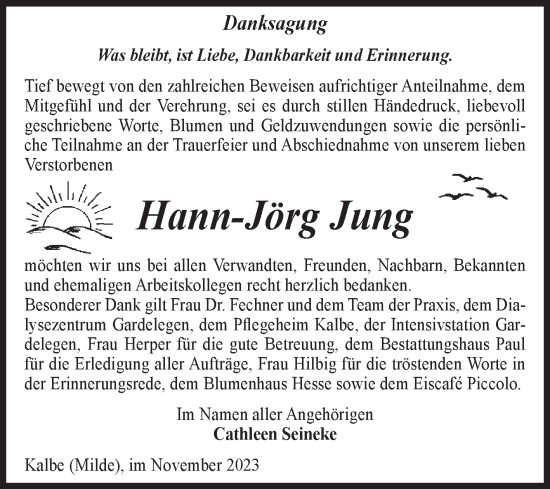 Traueranzeige von Hann-Jörg Jung von Volksstimme Altmark West