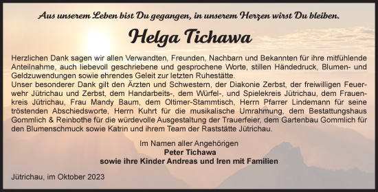 Traueranzeige von Helga Tichawa von Volksstimme Zerbst