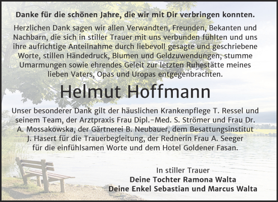 Traueranzeige von Helmut Hoffmann von Super Sonntag Wittenberg
