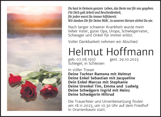Traueranzeige von Helmut Hoffmann von Super Sonntag Wittenberg