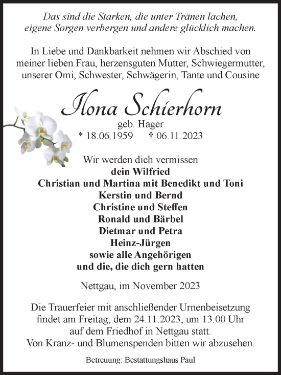Traueranzeige von Ilona Schierhorn von Volksstimme Altmark West