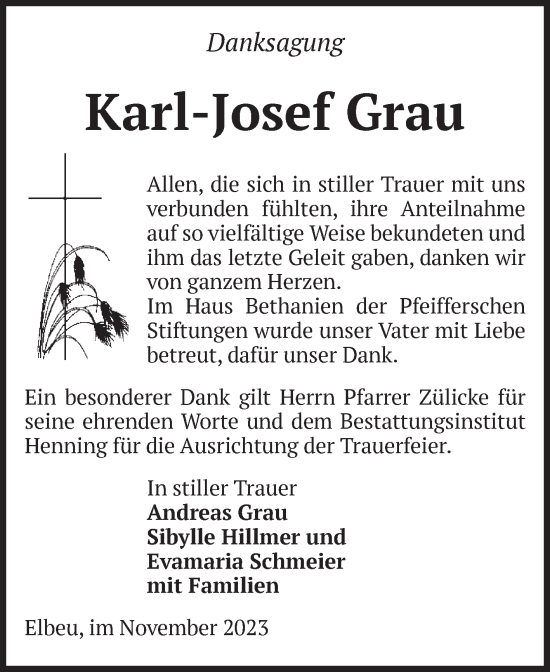 Traueranzeige von Karl-Josef Grau von Volksstimme Haldensleben/Wolmirstedt