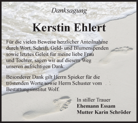 Traueranzeige von Kerstin Ehlert von Volksstimme Wernigerode