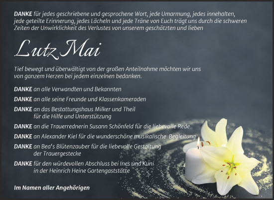 Traueranzeige von Lutz Mai von Trauerkombi Zeitz