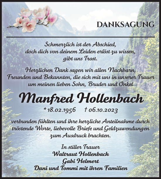 Traueranzeige von Manfred Hollenbach von Volksstimme Altmark Ost