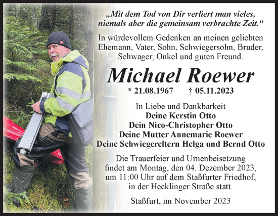 Traueranzeige von Michael Roewer von Volksstimme Staßfurt