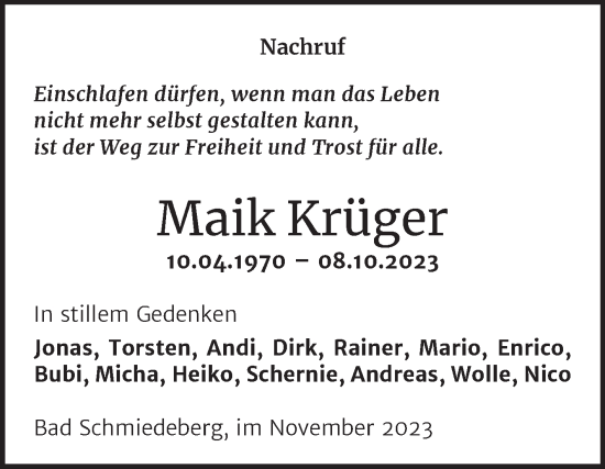 Traueranzeige von Molk Krüger von Super Sonntag Wittenberg