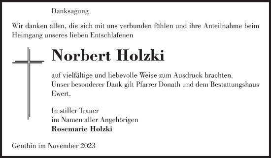Traueranzeige von Norbert Holzki von Volksstimme Burg/Genthin