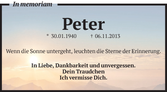 Traueranzeige von Peter  von Volksstimme Magdeburg