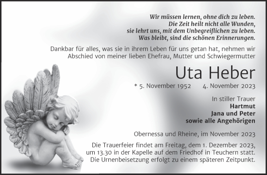 Traueranzeige von Uta Heber von Trauerkombi Weißenfels