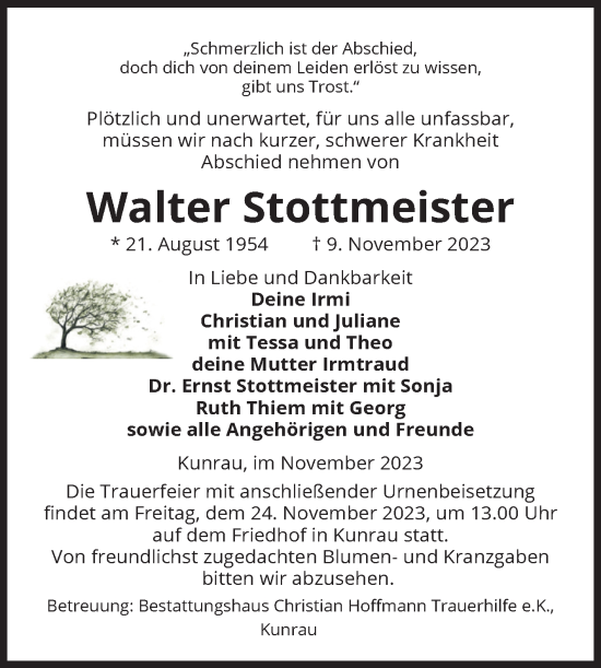 Traueranzeige von Walter Stottmeister von Volksstimme Altmark West