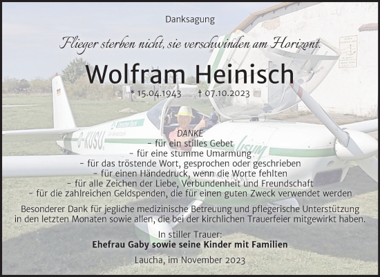 Traueranzeige von Wolfram Heinisch von Naumburger Tageblatt