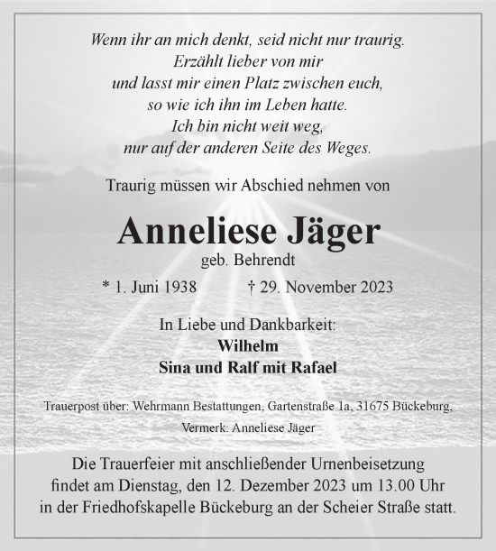 Traueranzeige von Anneliese Jäger von Volksstimme Altmark West
